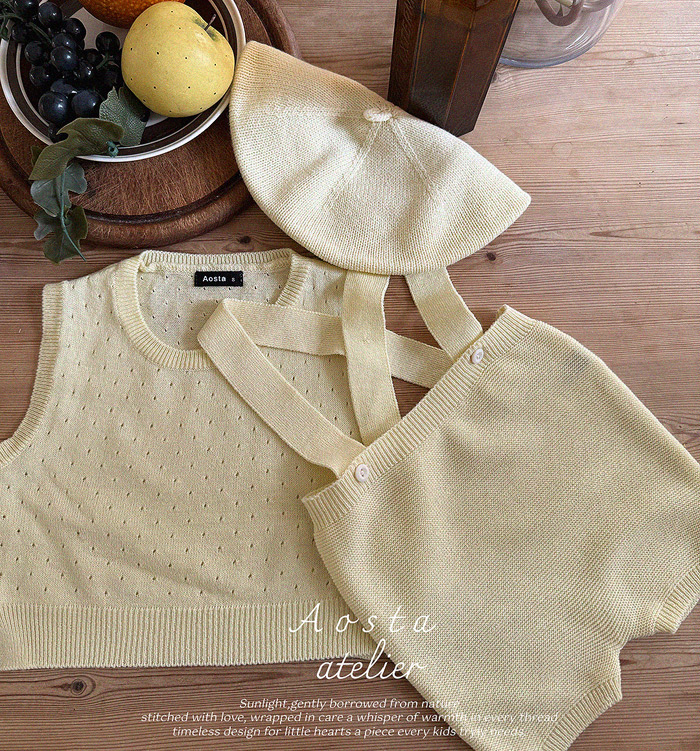 SS knit overalls
