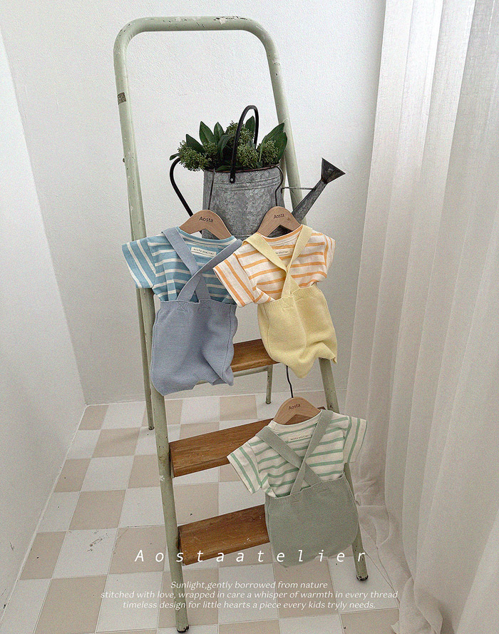 SS knit overalls