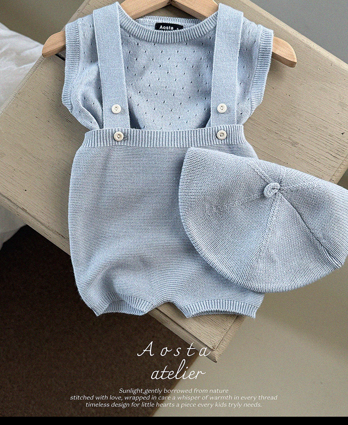 SS knit overalls