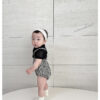 SS BEBE 체크 멜빵룸퍼 (check suspender romper)