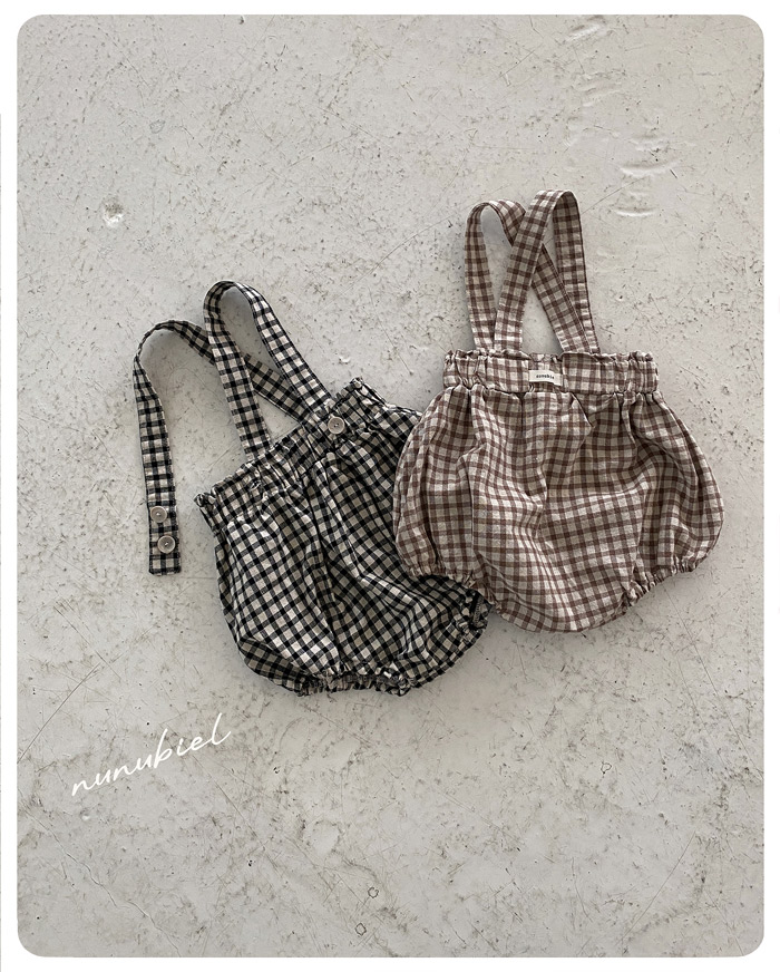 SS BEBE 체크 멜빵룸퍼 (check suspender romper)