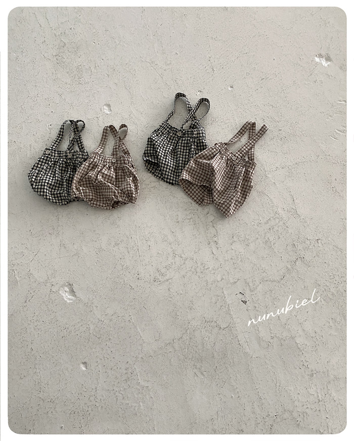 SS BEBE 체크 멜빵룸퍼 (check suspender romper)