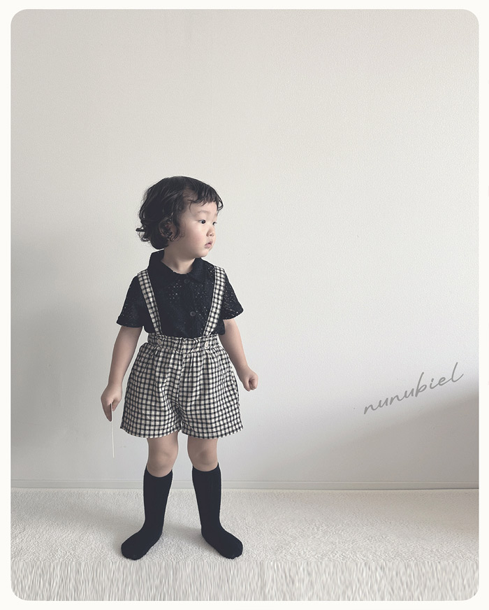 NUNU522DMX5041641_147B SS KIDS 체크 멜빵바지 (check suspender pants)