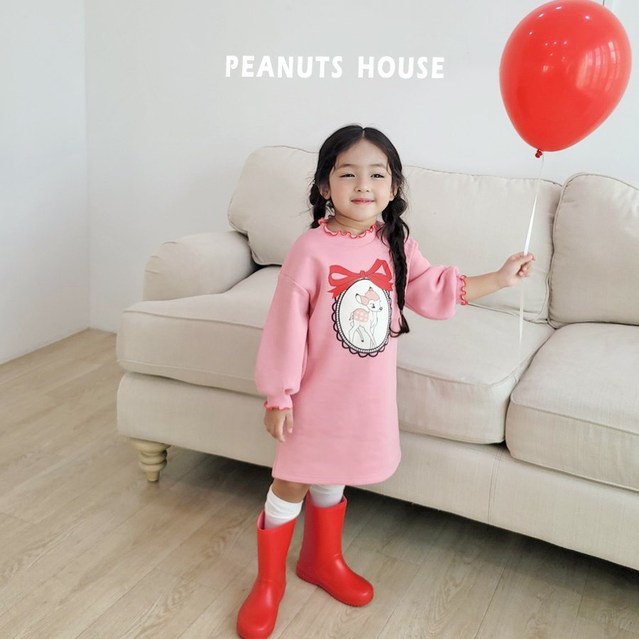 25WIN小鹿斑比捲邊刷毛連身裙