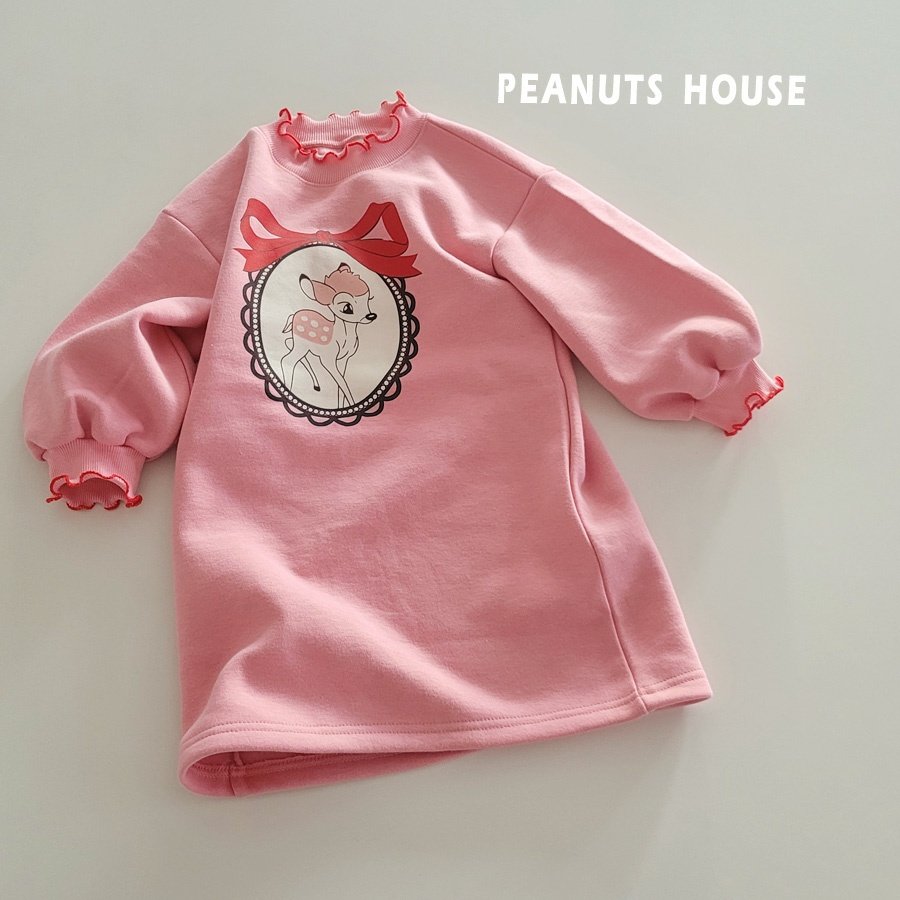 25WIN小鹿斑比捲邊刷毛連身裙