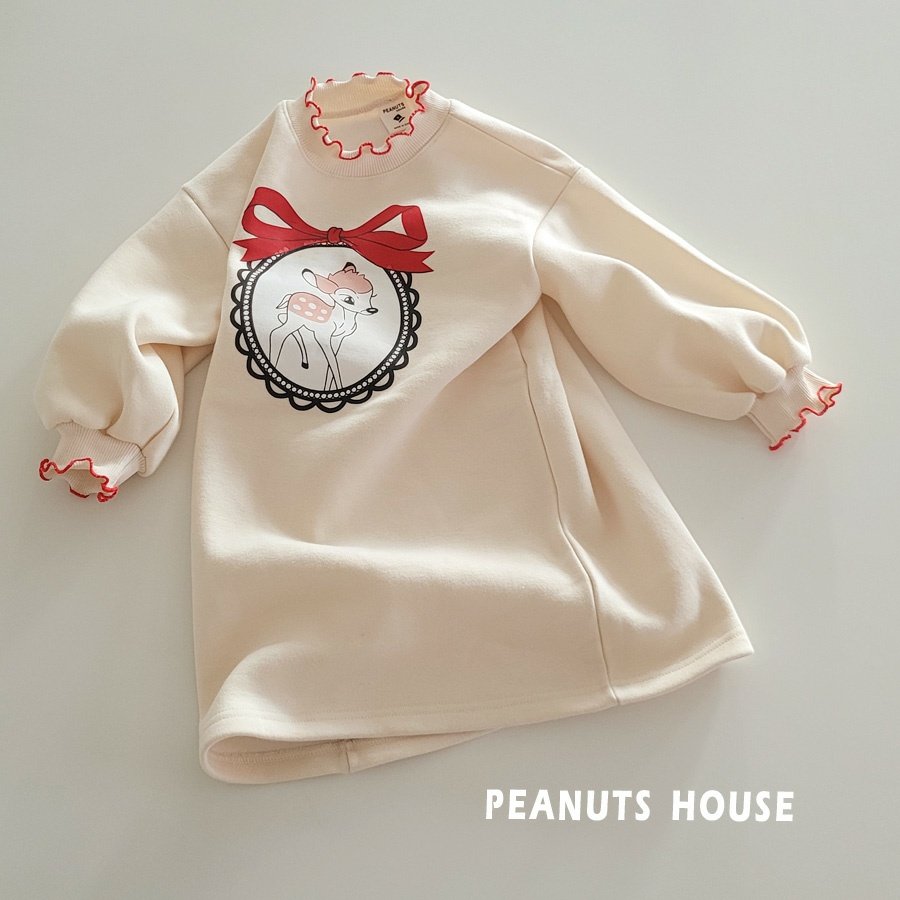 25WIN小鹿斑比捲邊刷毛連身裙